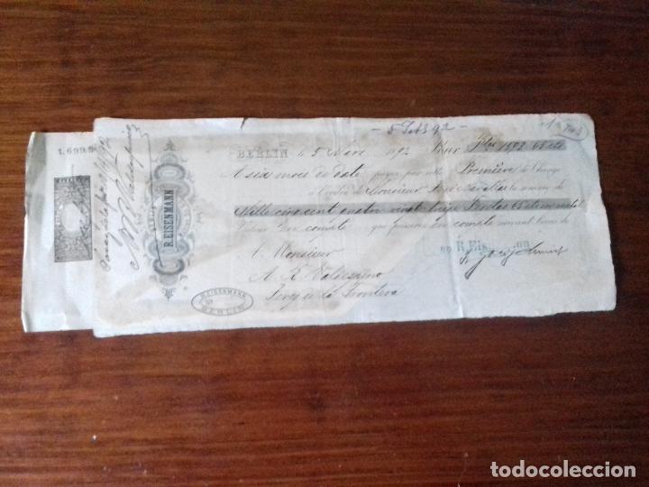 Documentos bancarios: LETRA DE CAMBIO. R. EISENMANN. BERLIN. 5-MARZO-1892. - Foto 1