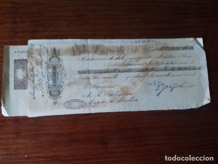 Documentos bancarios: LETRA DE CAMBIO. R. EISENMANN. BERLIN. 22-MARZO-1892. - Foto 1
