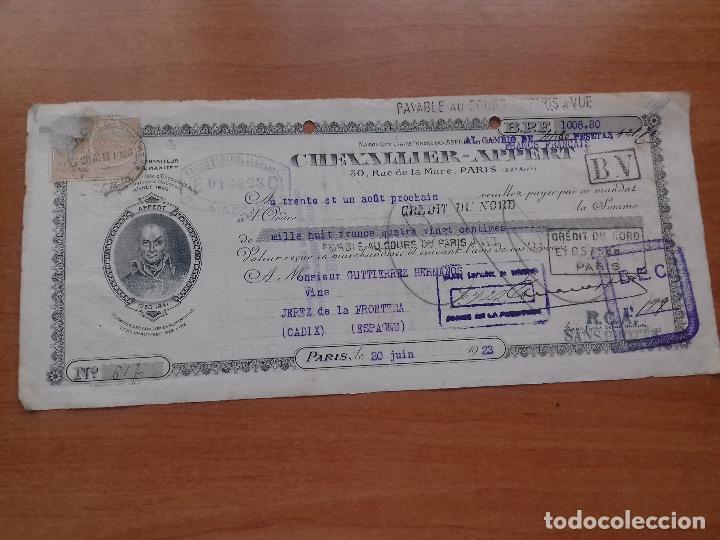 Documentos bancarios: LETRA DE CAMBIO. APPERT. PARIS 20-JUNIO-1923. - Foto 1