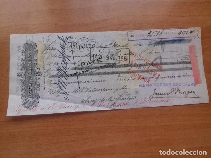 Documentos bancarios: LETRA DE CAMBIO. MORGAN. BROTHERS.31-MARZO-1919. - Foto 1