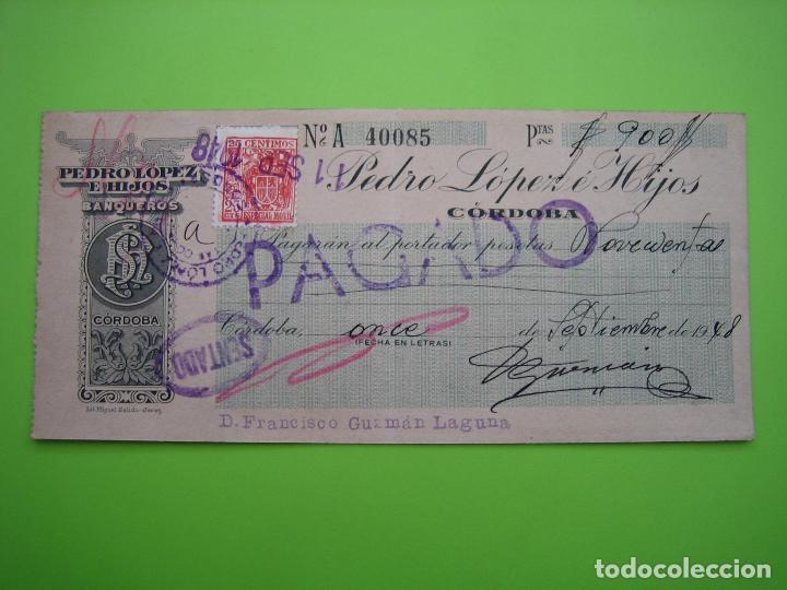 Documentos bancarios: Documento bancario Pedro L&oacute;pez e Hijos. Cordoba - Foto 1