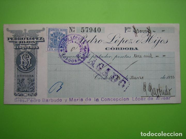 Documentos bancarios: Documento bancario Pedro L&oacute;pez e Hijos. Cordoba - Foto 1
