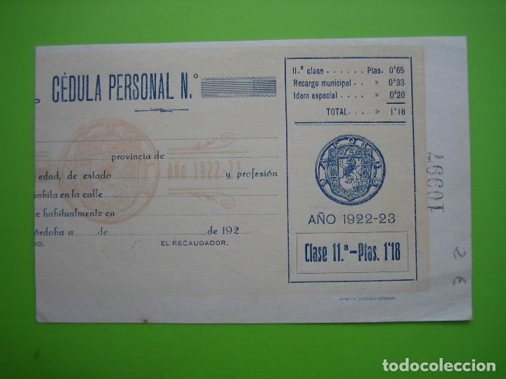 Documentos bancarios: Documento cedula Personal.C&oacute;rdoba 1922-23 - Foto 1