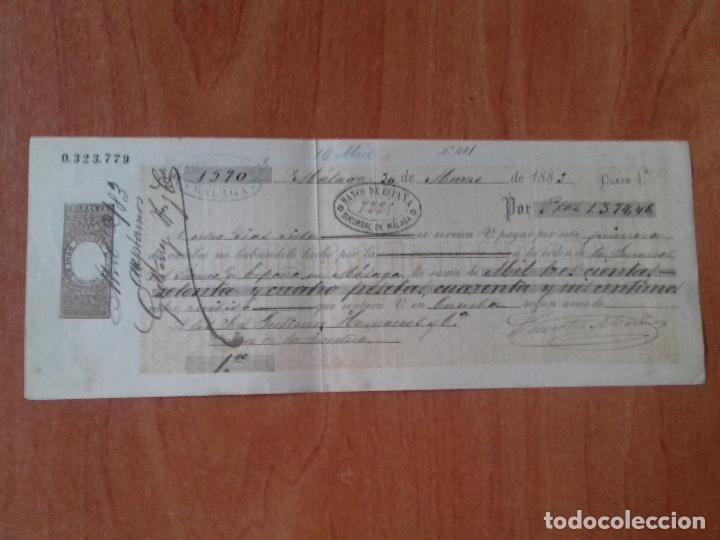 Documentos bancarios: LETRA DE CAMBIO. MALAGA. 30 - MARZO - 1883. FAUSTO MU&Ntilde;OZ. MALAGA. - Foto 1