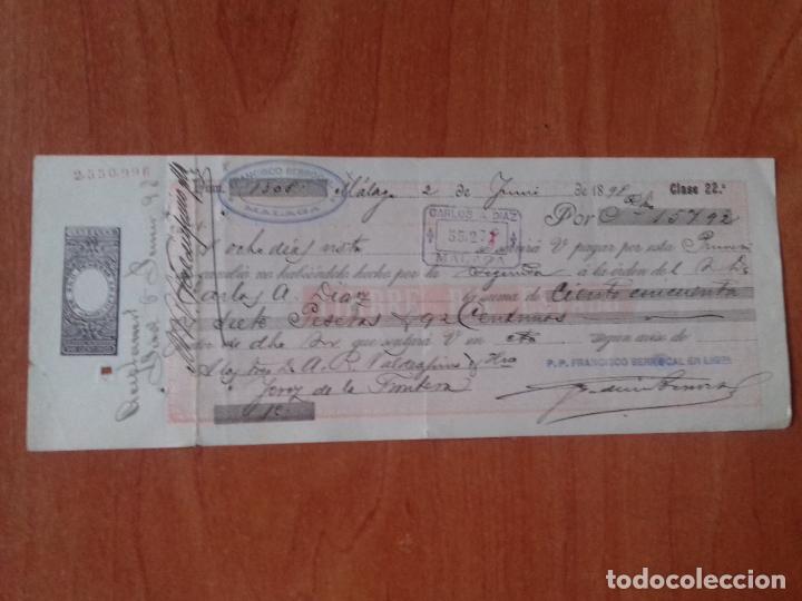 Documentos bancarios: LETRA DE CAMBIO. MALAGA. 2 - JUNIO - 1898. FRANCISCO BERROCAL. MALAGA. - Foto 1