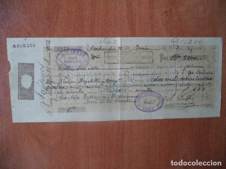 Documentos bancarios: LETRA DE CAMBIO. SANTANDER. 22-JUNIO-1883. GILLANER. - Foto 1