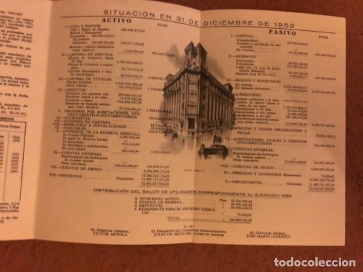 Documentos bancarios: BANCO DE BILBAO. MEMORIA DEL A&Ntilde;O 1952. - Foto 3
