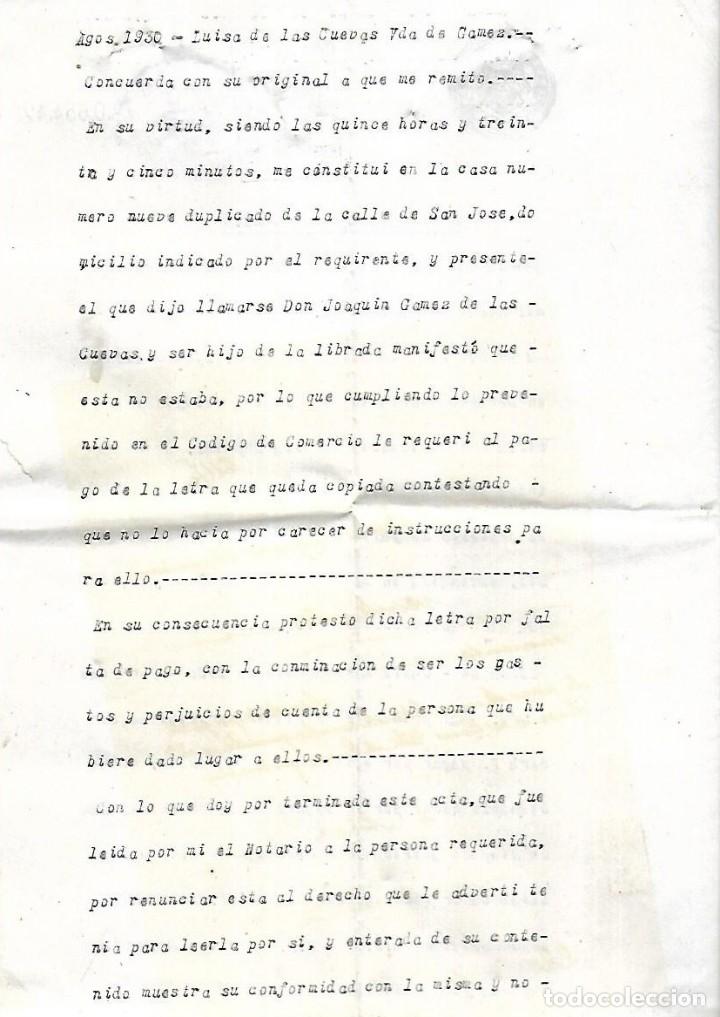 Documentos bancarios: CADIZ. 1930. PROTESTO DE FALTA DE PAGO. VER DOCUMENTOS - Foto 2