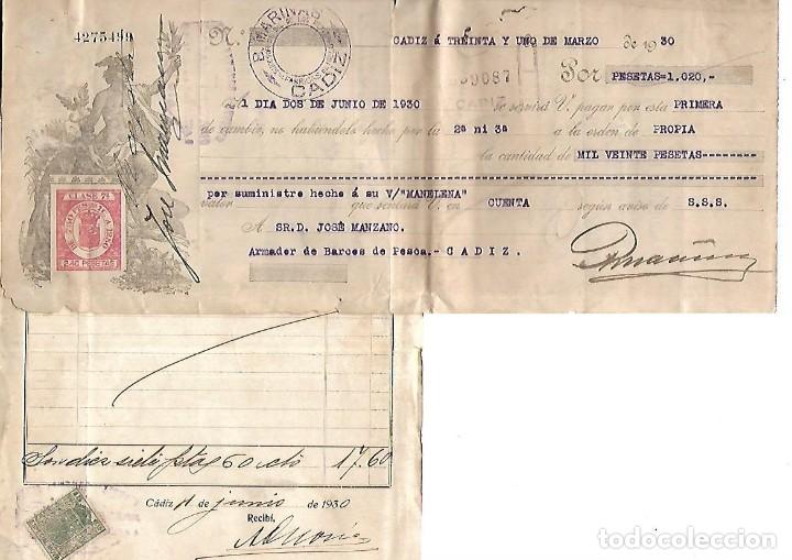 Documentos bancarios: CADIZ. 1930. PROTESTO DE LETRA DE CAMBIO. VER DOCUMENTOS - Foto 5