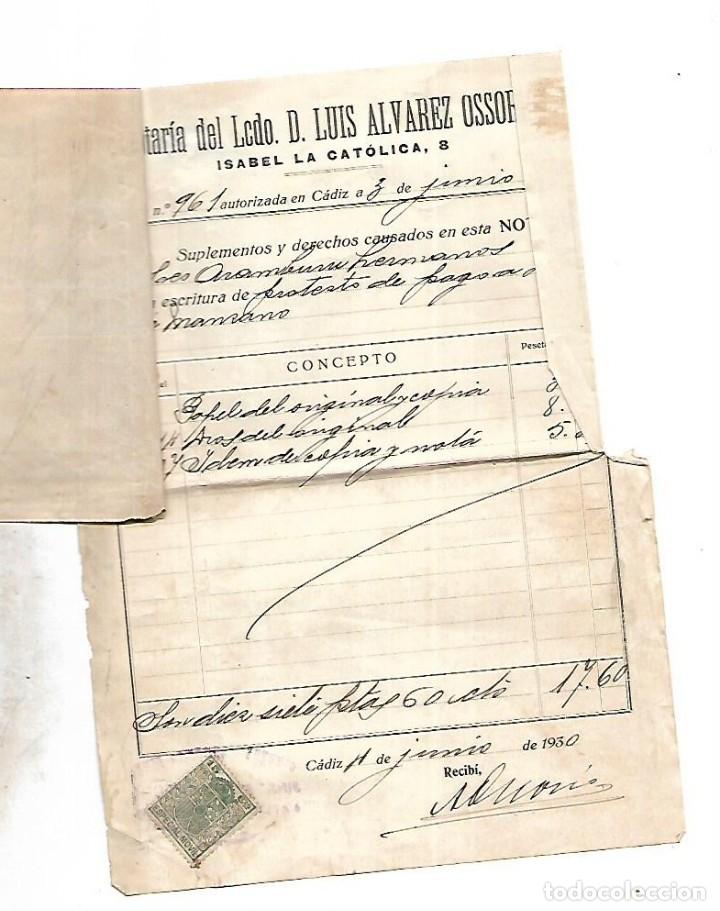 Documentos bancarios: CADIZ. 1930. PROTESTO DE LETRA DE CAMBIO. VER DOCUMENTOS - Foto 6