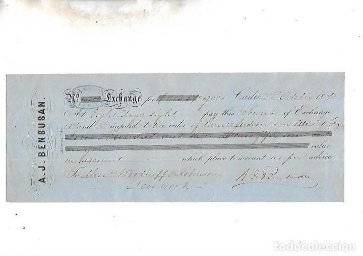 Documentos bancarios: LETRA DE CAMBIO. A.J.BENSUSAN. CADIZ. 1873 - Foto 1