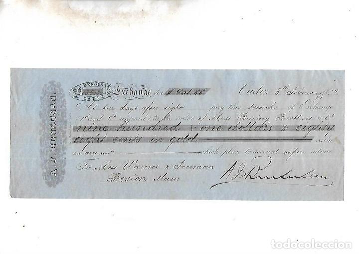 Documentos bancarios: LETRA DE CAMBIO. A.J.BENSUSAN. CADIZ. 1879 - Foto 1