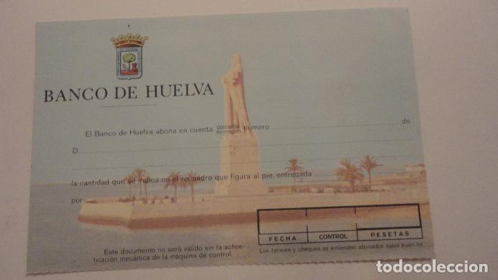 Documentos bancarios: ANTIGUO CHEQUE BANCO DE HUELVA. - Foto 1
