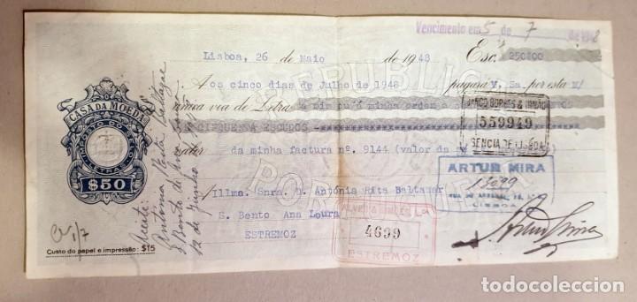 Documentos bancarios: LETRA DE CAMBIO - CASA DA MOEDA $50 - A&Ntilde;O 1948 - Foto 1
