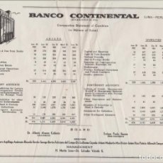 Documentos bancarios: BANCO CONTINTAL - LIMA PERÚ – 1951 