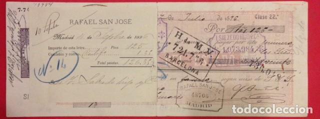 Documentos bancarios: LETRA DE CAMBIO RAFAEL SAN JOSE 1896 - Foto 3