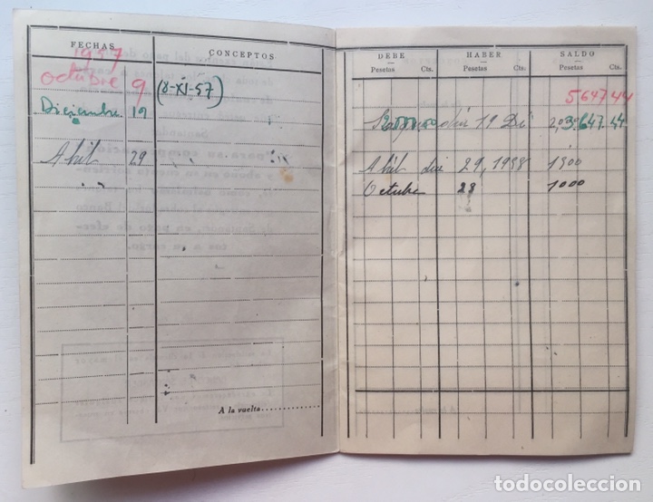 Documentos bancarios: Libreta de la Cuenta Corriente - Banco de Santander - A&ntilde;o 1957 - Foto 4