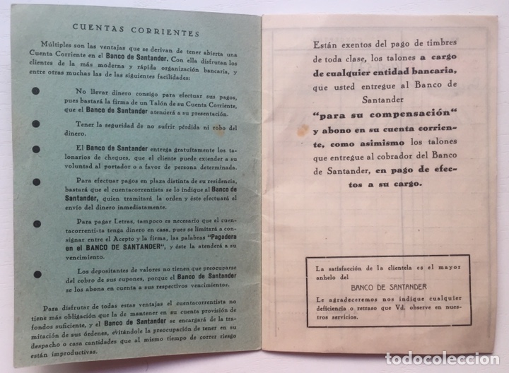 Documentos bancarios: Libreta de la Cuenta Corriente - Banco de Santander - A&ntilde;o 1957 - Foto 3