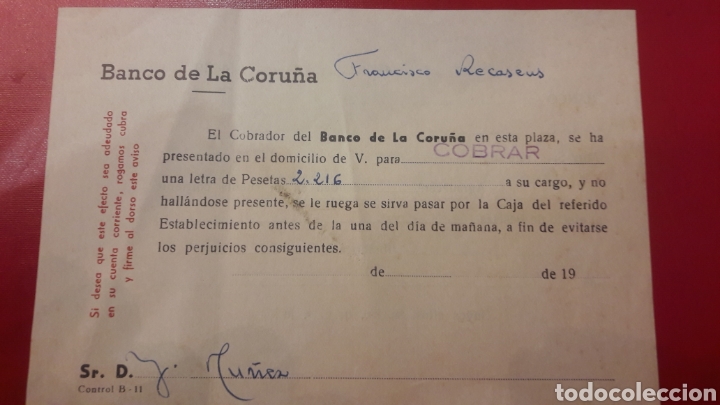 Documentos bancarios: Banco de La Coru&ntilde;a vale pago - Foto 1