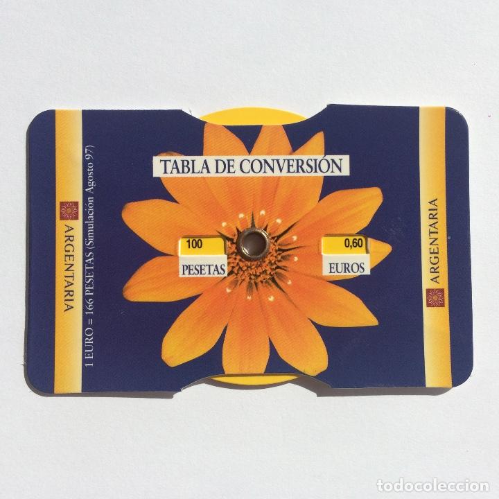 Documentos bancarios: Tabla conversi&oacute;n euros ARGENTARIA. 1997. - Foto 2