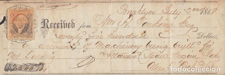 Documentos bancarios: E5233 US. EXCHANGE BANK CHECK 1868. - Foto 2