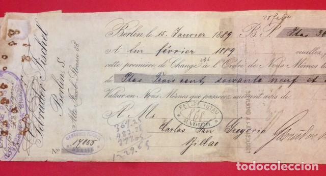 Documentos bancarios: BERLIN, LETRA DE CAMBIO 1889, CARLOS SAN GREGORIO - Foto 1