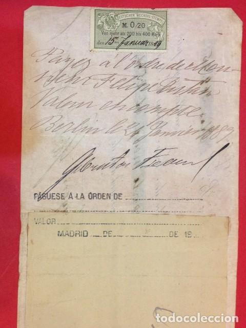 Documentos bancarios: BERLIN, LETRA DE CAMBIO 1889, CARLOS SAN GREGORIO - Foto 2