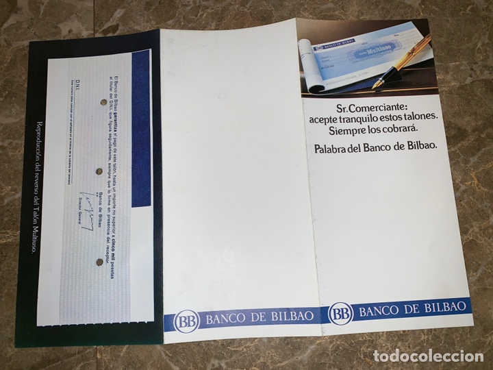 Documentos bancarios: Tr&iacute;ptico publicidad // Tal&oacute;n bancario multiuso // Banco de Bilbao // A&ntilde;os 80 - Foto 1