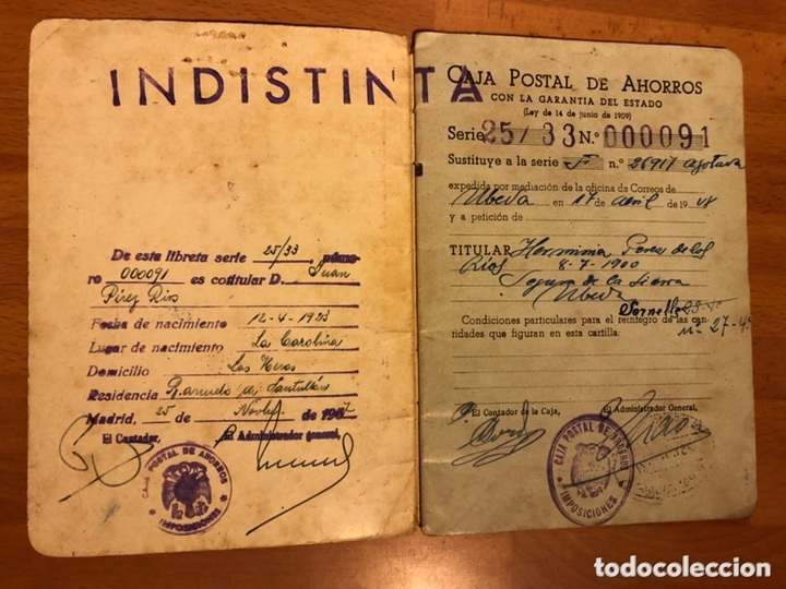Documentos bancarios: Libreta corriente caja postal de ahorros 1948 - Foto 2