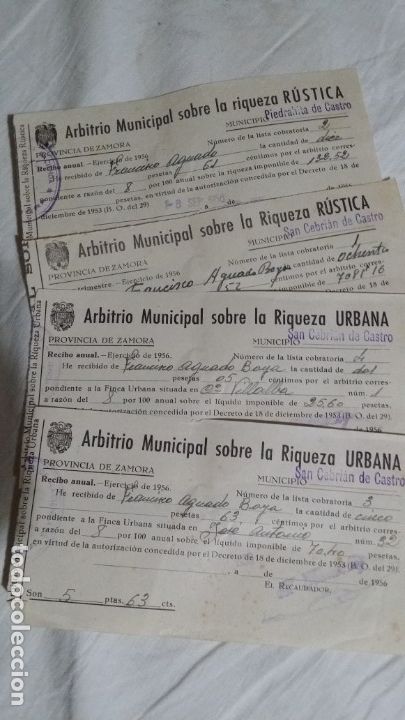 Documentos bancarios: 4 RECIBOS DE HACIENDA 1956 - Foto 1