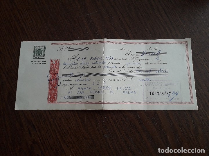 Documentos bancarios: letra de cambio antigua, a&ntilde;o 1977 - Foto 1