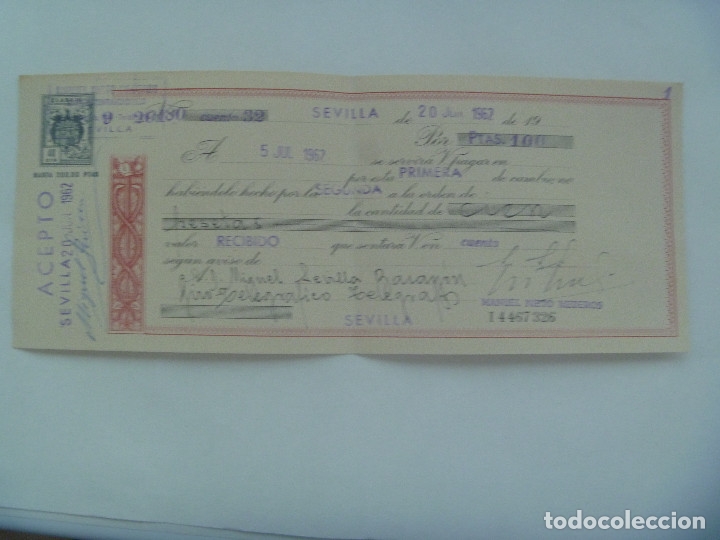 Documentos bancarios: LETRA DE CAMBIO . SEVILLA , 1962 - Foto 1