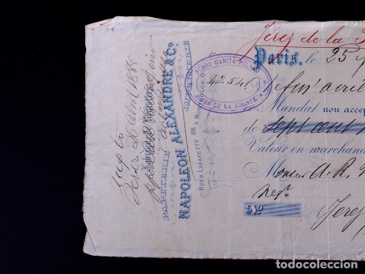 Documentos bancarios: NAPOLE&Oacute;N ALEXANDRE&CO. PARIS 1918. LETRA DE CAMBIO - Foto 2