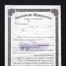 Documenti bancari: AÑO 1900. CÁDIZ. CARTA DE CRÉDITO ARAMBURU HERMANOS. 