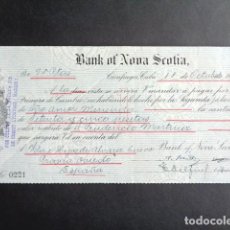 Documentos bancarios: AÑO 1913. LETRA DE CAMBIO BANK OF NONA SCOTIA. CIENFUEGOS, CUBA. A PRAVIA. . Lote 193999862