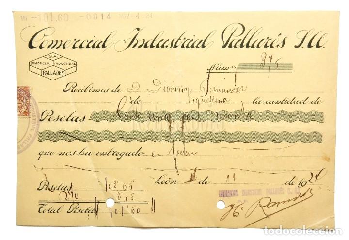 Documentos bancarios: CHEQUE COMERCIAL INDUSTRIAL PALLAR&Eacute;S. LE&Oacute;N 1924 - Foto 1