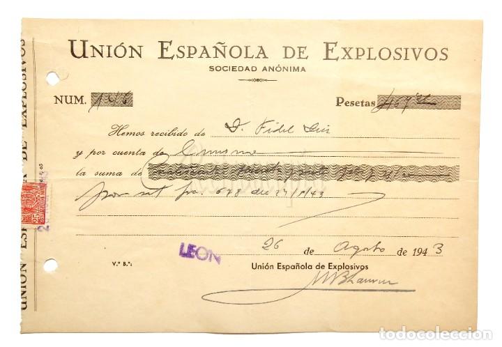Documentos bancarios: CHEQUE UNI&Oacute;N ESPA&Ntilde;OLA DE EXPLOSIVOS A&Ntilde;O 1943 - Foto 1
