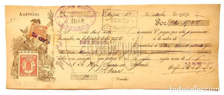 Documentos bancarios: LETRA DE CAMBIO CHOCOLATES DELFIN RUBIO. ASTORGA LEON A&Ntilde;O 1922 - Foto 1