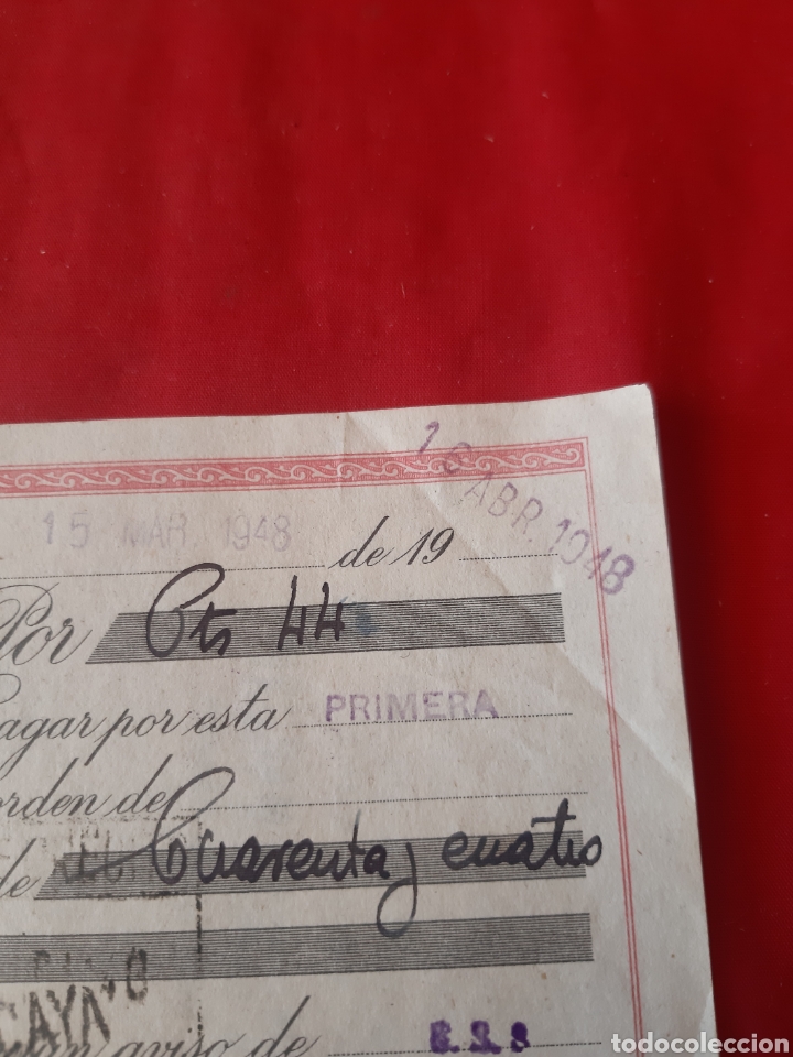Documentos bancarios: Letra de cambio 15 de marzo de 1948 - Foto 4