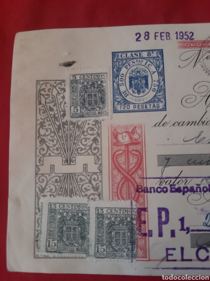 Documentos bancarios: Letra de cambio 25 de enero 1952 - Foto 2