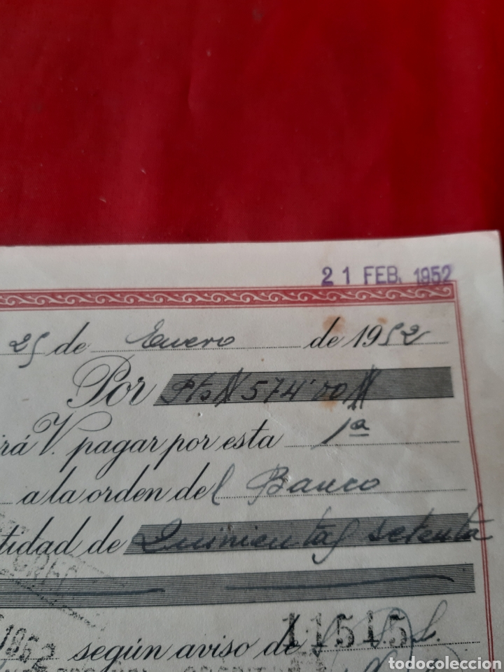 Documentos bancarios: Letra de cambio 25 de enero 1952 - Foto 4