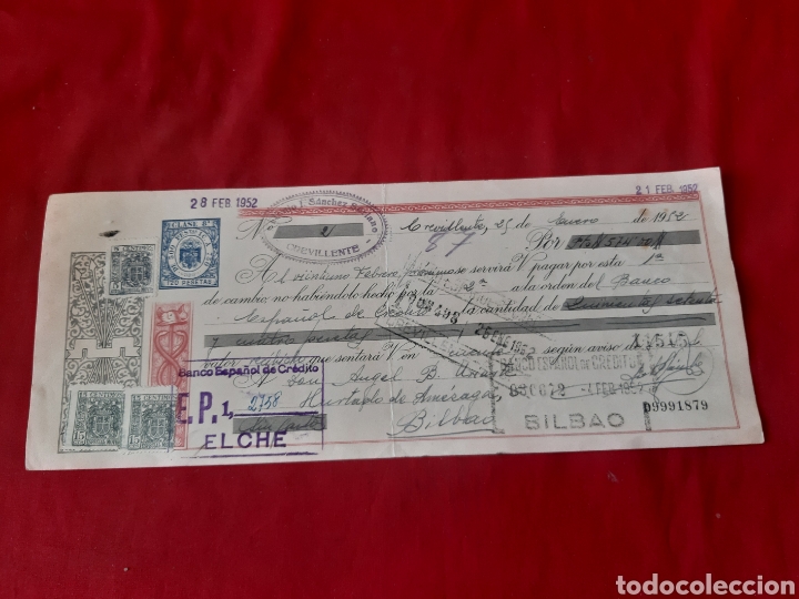 Documentos bancarios: Letra de cambio 25 de enero 1952 - Foto 1