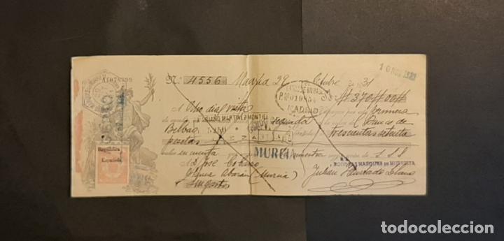ANTIGUA LETRA DE CAMBIO BODEGAS MARQUES DE MURRIETA LA RIOJA 1931 (Coleccionismo - Documentos - Documentos Bancarios)