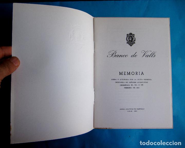Documentos bancarios: MEMORIA BALANCE. BANCO DE VALLS. EJERCICIO, 1964. - Foto 2