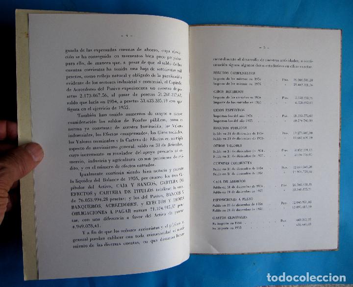 Documentos bancarios: MEMORIA BALANCE. BANCO DE VALLS. EJERCICIO, 1955. - Foto 3