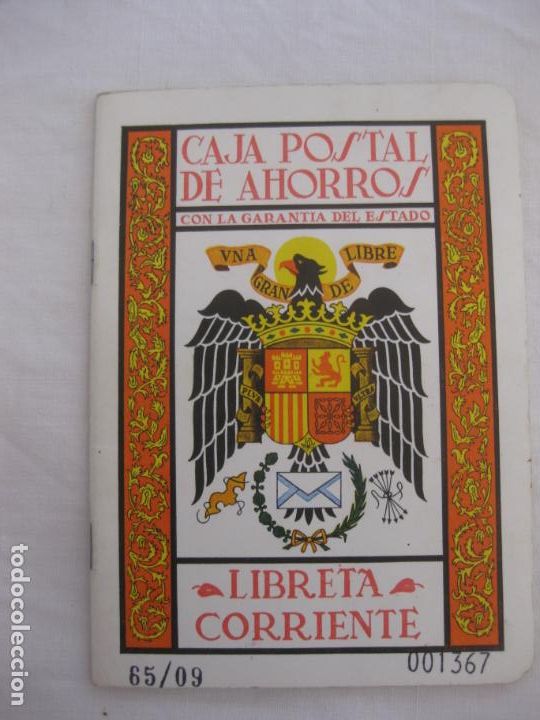 Documentos bancarios: CARTILLA CAJA POSTAL DE AHORROS. LIBRETA CORRIENTE. 65/09. - Foto 1