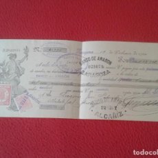 Documentos bancarios: ANTIGUA LETRA DE CAMBIO PAGO..AÑO 1926 CON TIMBRES SELLOS FISCALES BANCO ARAGÓN ALCAÑIZ. ZARAGOZA.... Lote 214558091
