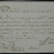 Documentos bancarios: LETRA DE CAMBIO INSPECCIÓN GENERAL DE MILICIAS. EXPEDIDA EN MADRID Y ABONADA EN OVIEDO (1825). Lote 221365505