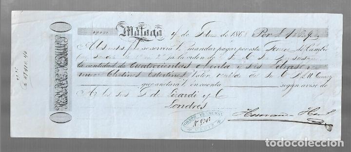 Documentos bancarios: LETRA DE CAMBIO. M&Aacute;LAGA. 1868. HERNANDEZ HERMANOS - Foto 1