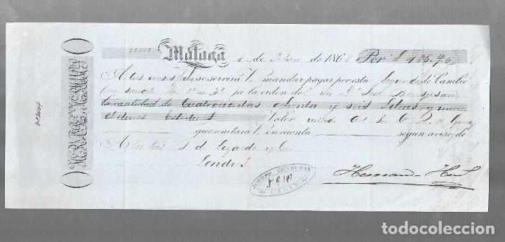 Documentos bancarios: LETRA DE CAMBIO. M&Aacute;LAGA. 1868. HERNANDEZ HERMANOS - Foto 1